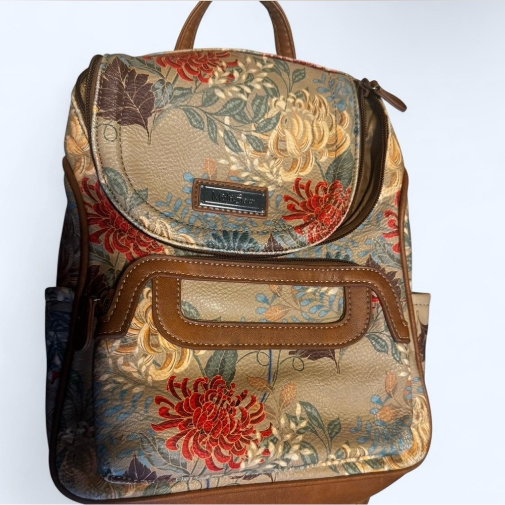 MultiSac Floral Faux Leather Mini Backpack – Vintage Boho Style